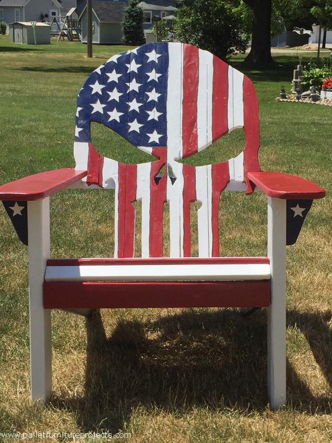 Wood Pallet Punisher Skull Adirondack Chair | Pallet Furniture Projects