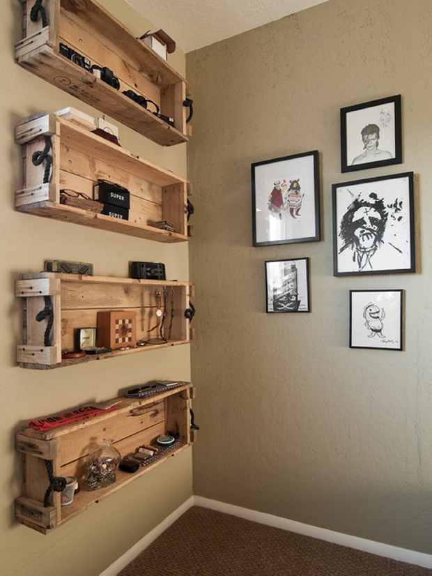 Add Rustic Storage To Any Room In The House With Simple Wooden Pallet Shelves