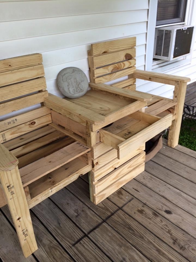 Pallet Double Chair with Storage