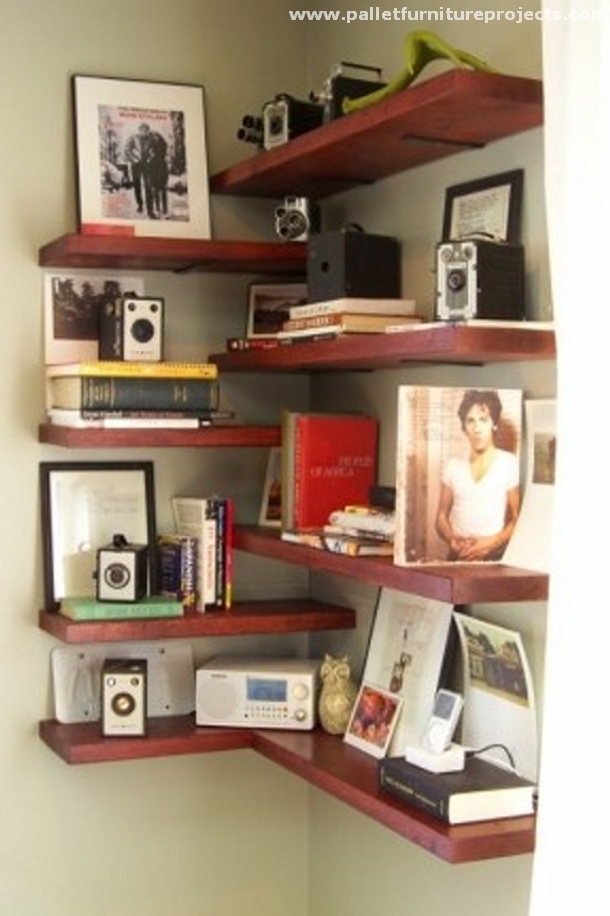 Pallet Corner Shelf Ideas | Pallet Furniture Projects