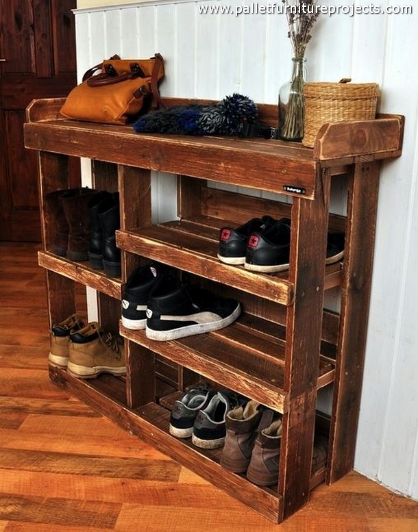 Pallet Wood Made Shoe Racks | Pallet Furniture Projects