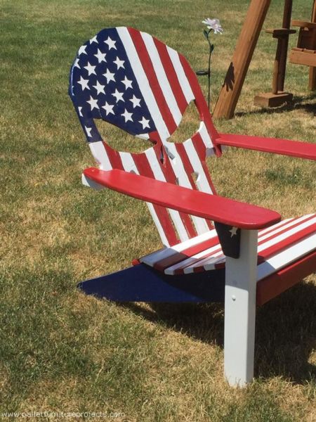 Wood Pallet Punisher Skull Adirondack Chair | Pallet Furniture Projects